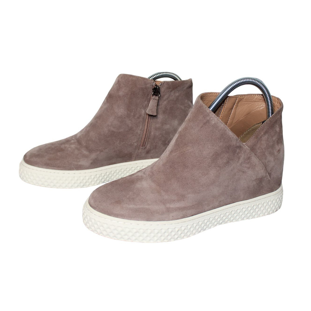 AEROSOLES Mauve-Taupe Suede Wedge Sneaker Booties